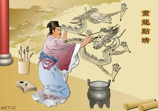 L’ultime touche ajoutée au dessin d’un dragon (畫龍點睛)