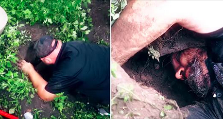 Une chienne creuse un trou pour protéger ses 11 chiots – mais quand il commence à pleuvoir, les sauveteurs doivent agir rapidement