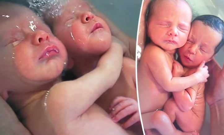 VIDÉO : Des jumeaux nouveau-nés qui s&rsquo;étreignent pendant le bain après l&rsquo;accouchement deviennent viraux avec 50 millions de visiteurs