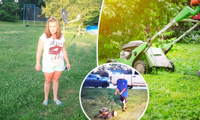 Une femme confronte un étranger tondant sa pelouse – puis il dit quelques mots qui lui font monter les larmes aux yeux