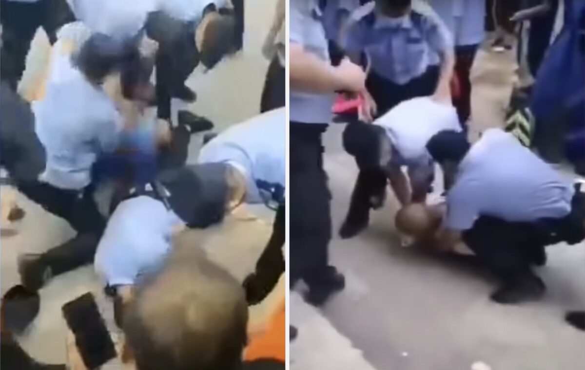 Des Chinois, en désaccord avec les mesures de prévention prises par les autorités contre le virus du PCC, se mettent à frapper la police