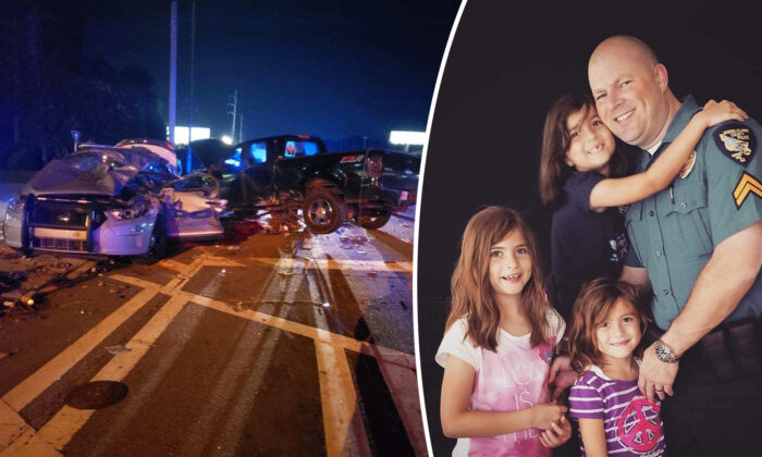 Un policier et père de 6 enfants survit à une terrible collision, induite par un suspect en fuite