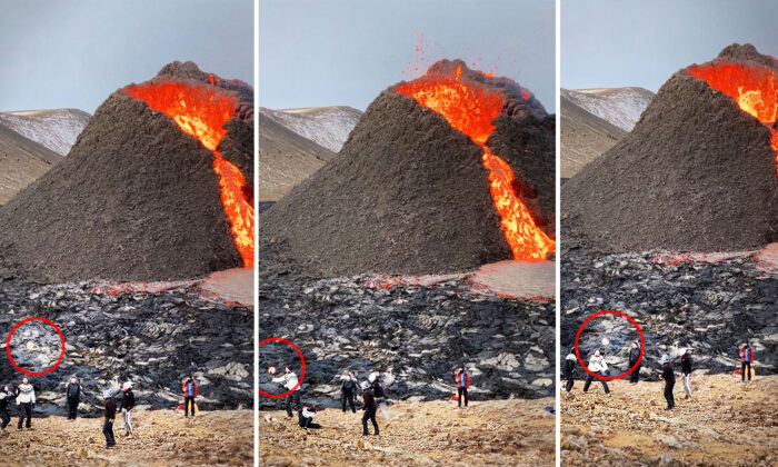 Vidéo choquante : des spectateurs surpris en train de jouer au volley-ball devant le volcan en éruption en Islande