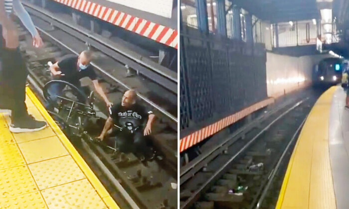 Vidéo : une personne courageuse sauve un homme en fauteuil roulant tombé sur les rails du métro