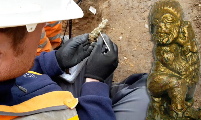 Des archéologues découvrent une poignée en bronze de l&rsquo;époque romaine représentant un homme donné en pâture aux lions