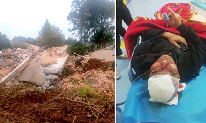 Une famille chinoise assiste à la démolition de sa maison à la veille du Nouvel An