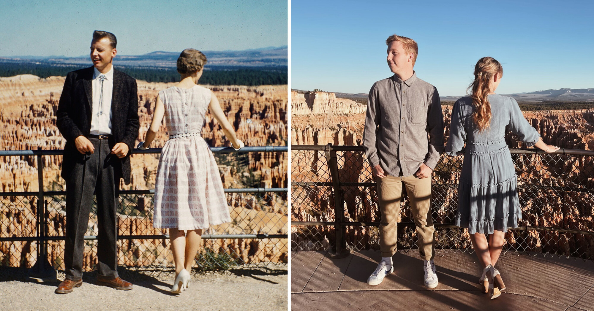 «L&rsquo;endroit le plus romantique»: 63 ans plus tard, elle revit l&rsquo;histoire d&rsquo;amour de ses grands-parents avec une photo de fiançailles à Bryce Canyon