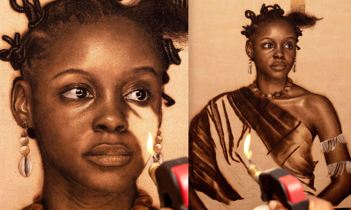 Des portraits époustouflants réalisés avec du feu et des lames sur du bois, découvrez les détails hyperréalistes: