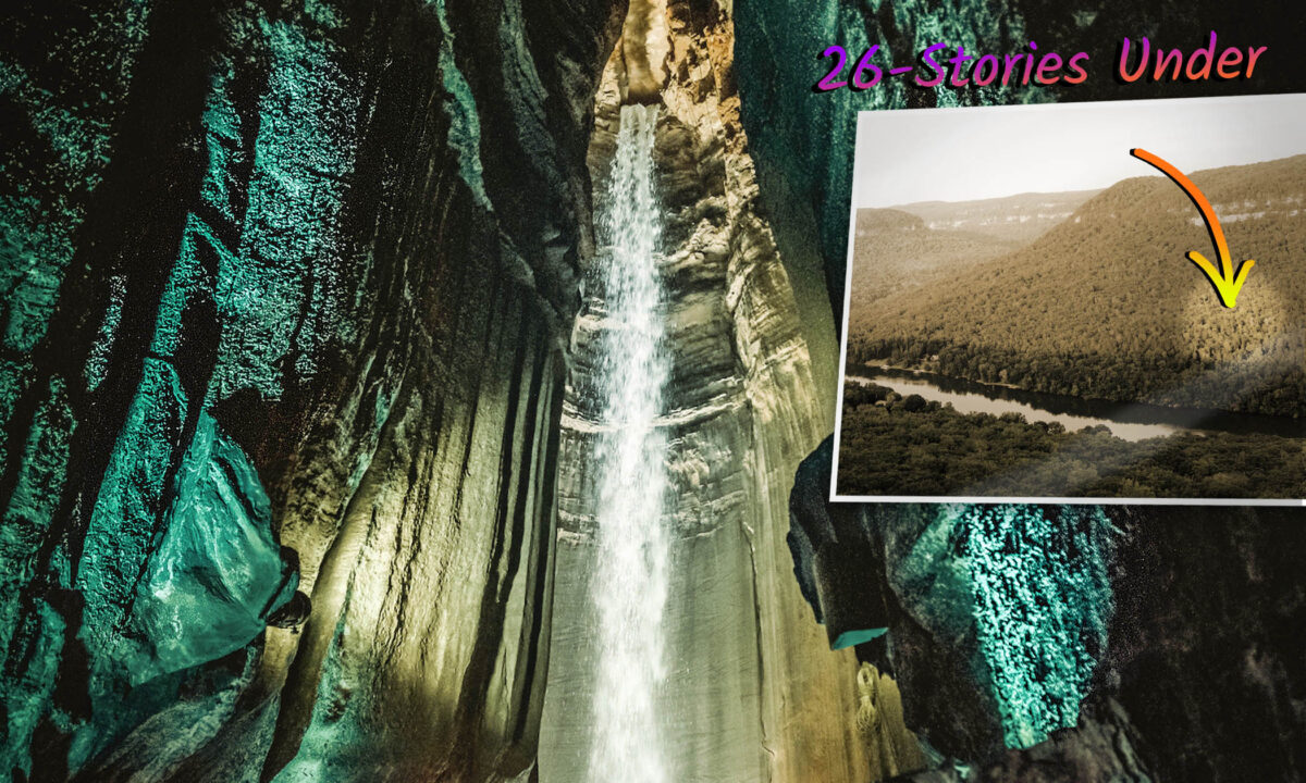 Un spéléologue sent un courant d&rsquo;air froid provenant d&rsquo;un trou dans la montagne et trouve une chute d&rsquo;eau souterraine de 26 étages de profondeur