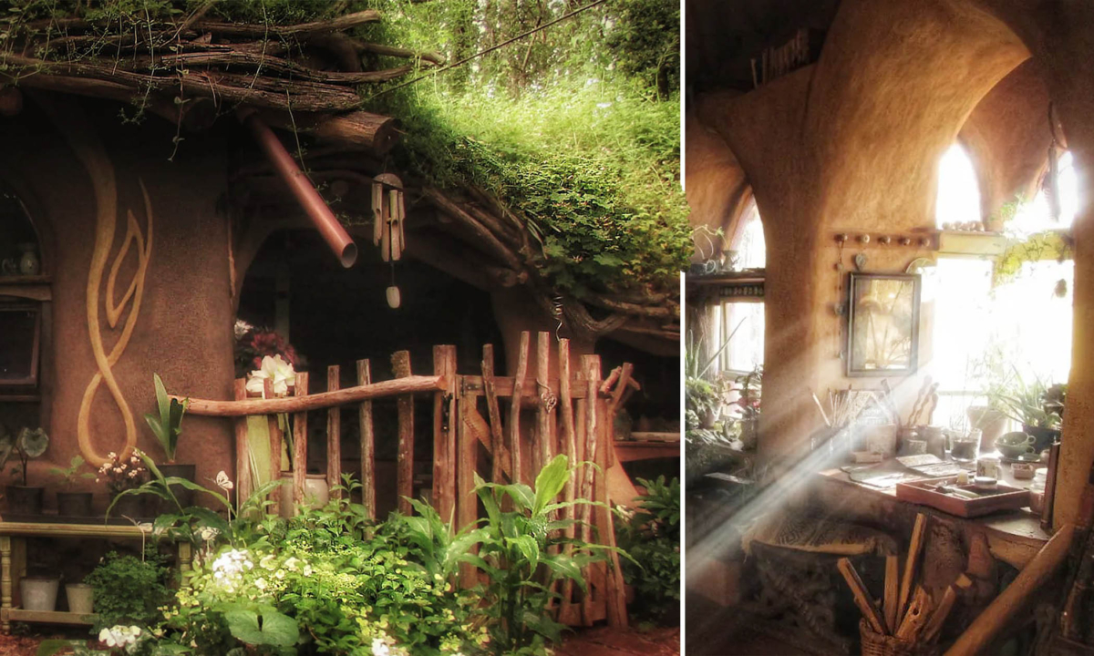 Une passionnée de Tolkien construit la « maison du hobbit » recouverte de végétation dans une forêt – elle y vit