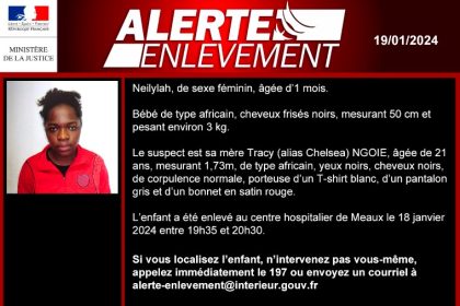 Alerte-enlèvement: un nourrisson d’un mois enlevé à l’hôpital de Meaux