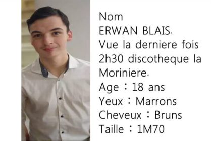 Deux-Sèvres: disparition d’Erwan, âgé de 18 ans, à la sortie d’une boîte de nuit, les recherches se poursuivent ce lundi