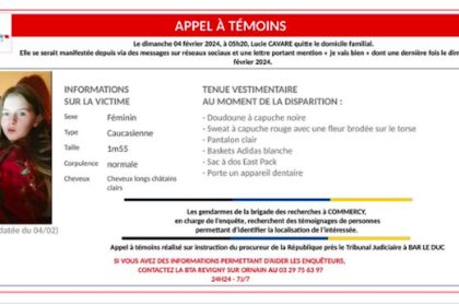 Meuse: appel à témoins pour « disparition inquiétante » de Lucie 16 ans