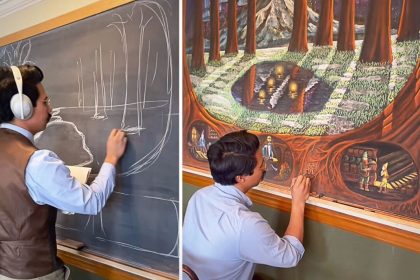 Un ancien combattant des Marines dessine des chefs-d&rsquo;œuvre sur un tableau noir et inspire les enfants du monde entier avec son art « beau et bon »