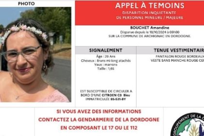 Dordogne : un appel à témoins lancé pour retrouver Amandine, une jeune femme de 29 ans