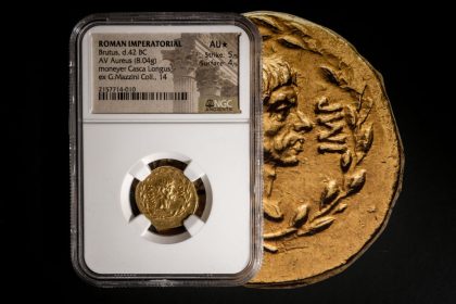 Une très rare pièce d’or, datant de l’époque romaine et à l’effigie de Brutus, sera mise aux enchères à Genève
