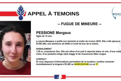 Pyrénées-Orientales : disparition de Margaux, 15 ans, la gendarmerie lance un appel à témoins pour « fugue de mineure »